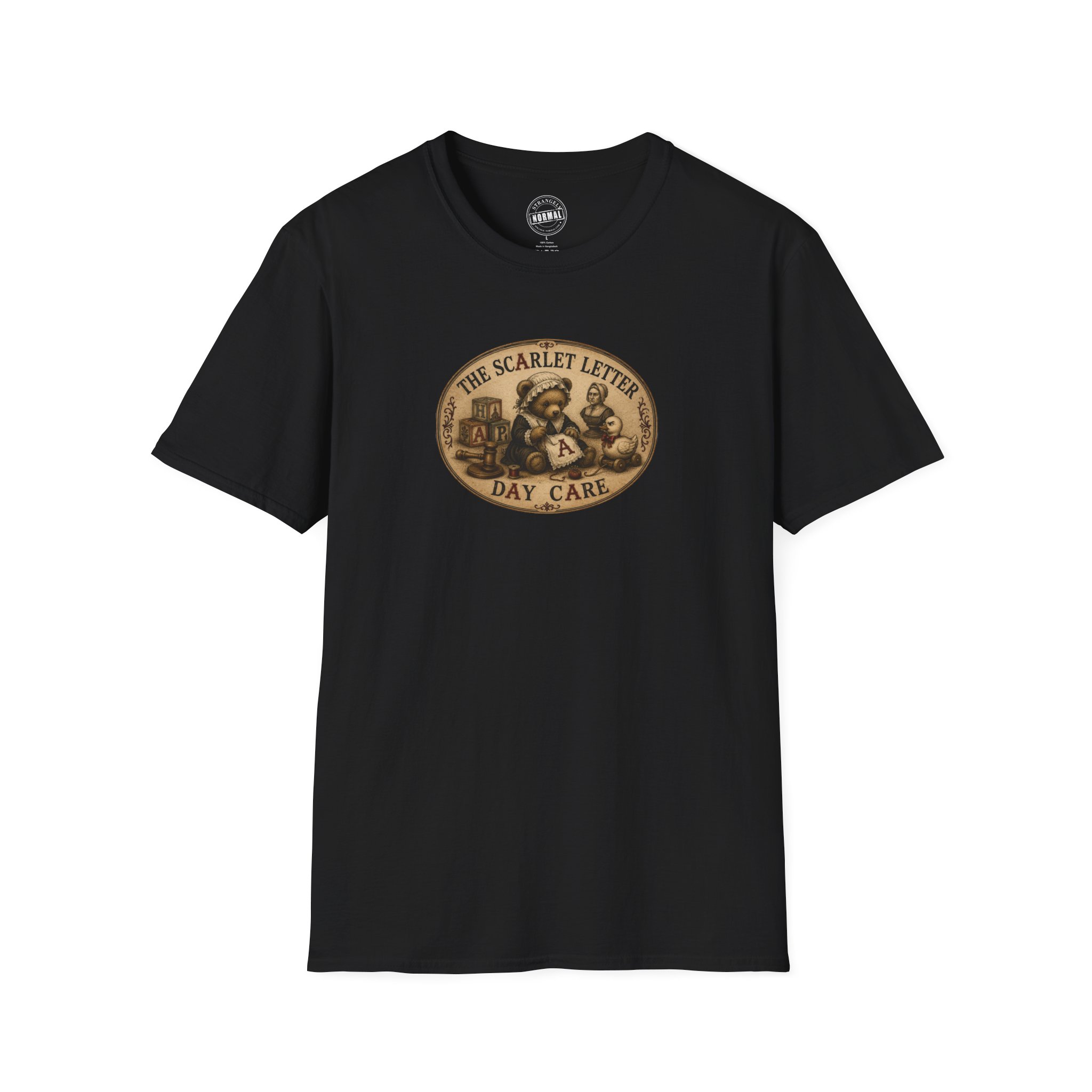Founding Member — Scarlet Letter Day Care, T-Shirt, Black - Image 2