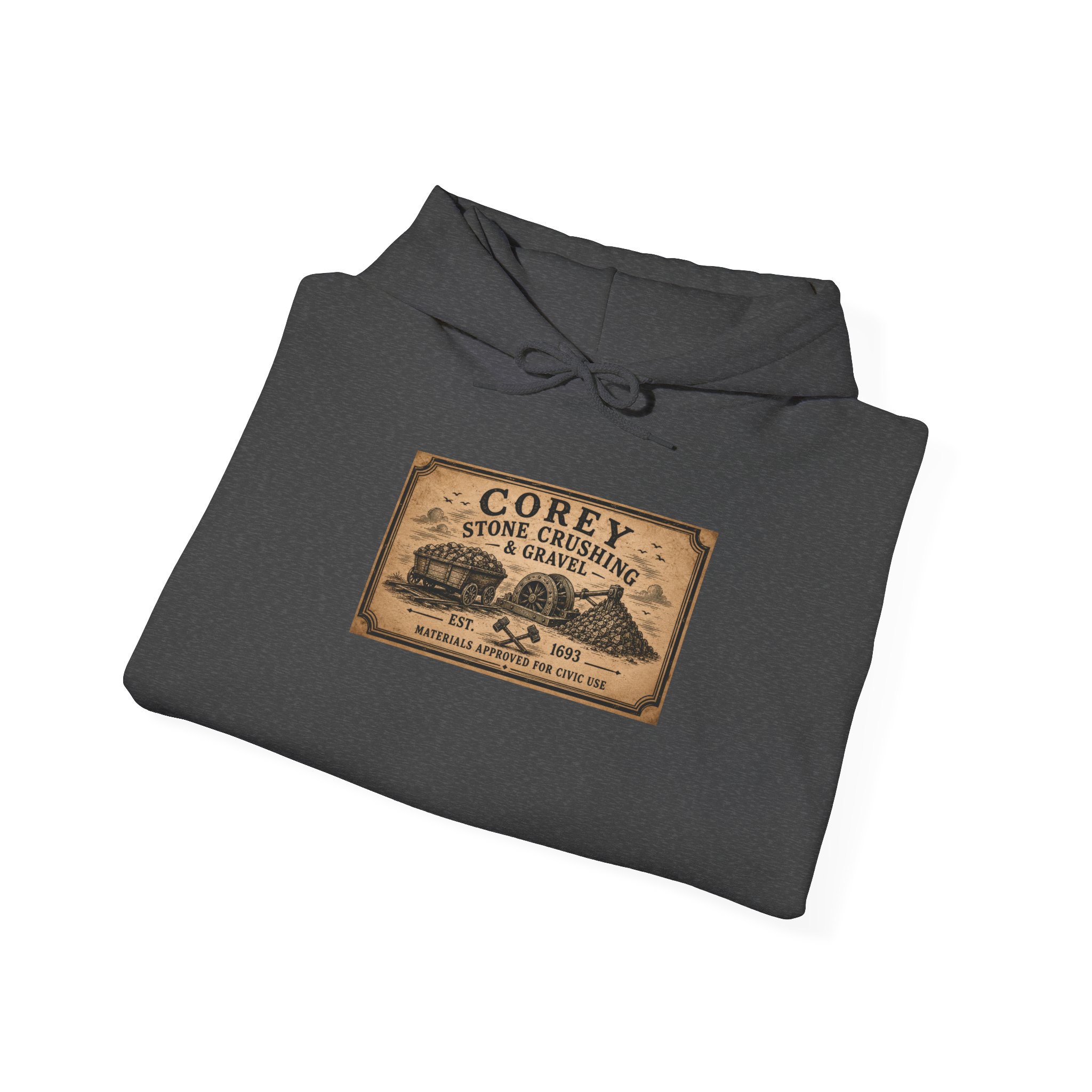 Founding Member — Corey Stone Crushing, Hoodie, Dark Heather - Image 3